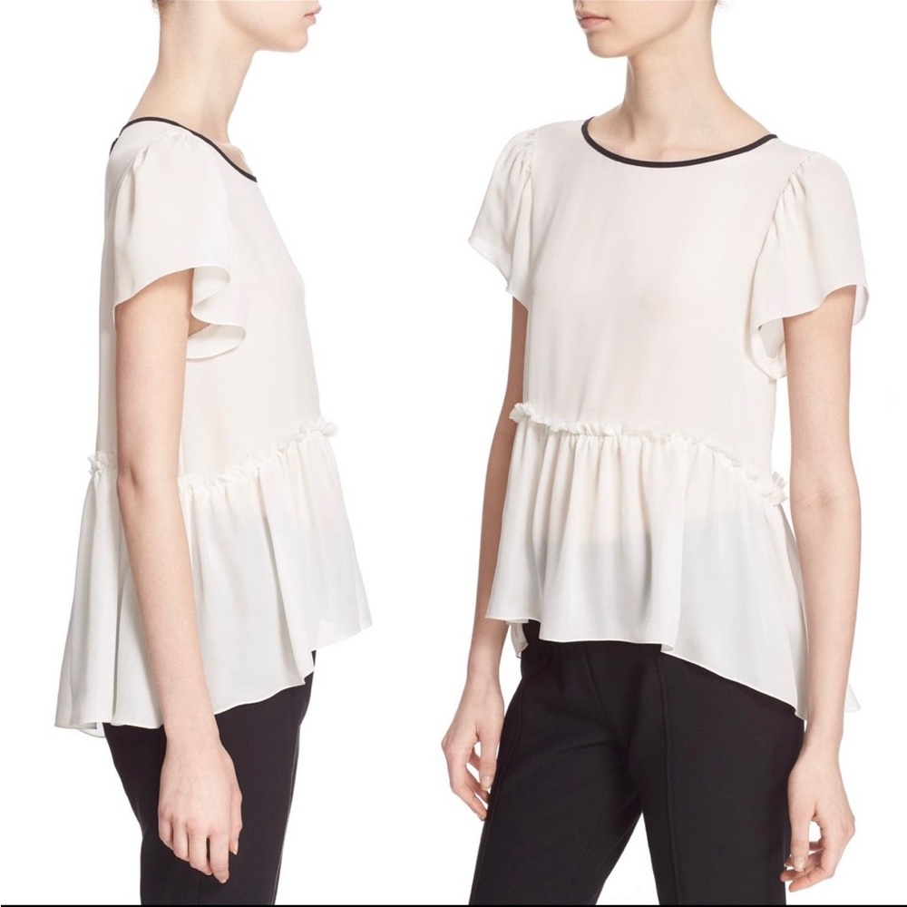 Cinq a Sept gathered silk-chiffon top Large